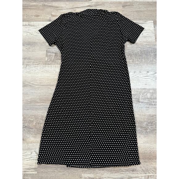 Norma Kamali Baby Dot Faux Wrap Dress Black White Polka Dot Size Large - Picture 4 of 8